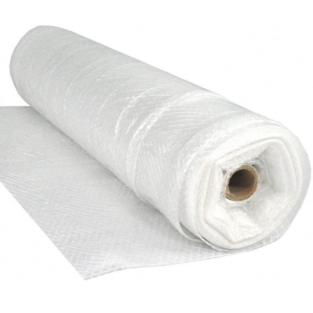 Dura Skrim 10 Mil Clear Reinforced Plastic Sheeting - 32' x 40' UV-Resistant Heavy Duty Polyethylene Film - Tear Proof Construction Vapor Barrier for Roofing, Greenhouse & Crawl Space Protection
