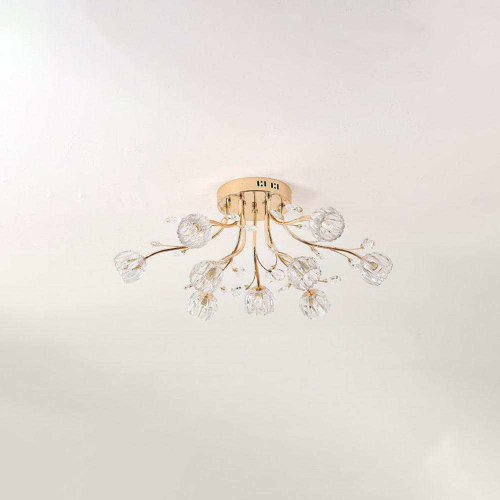 Elegant Crystal Flower Ceiling Light Fixture - Modern Chandelier for Dining Room, Bedroom & Living Room Decor - Sparkling Home Lighting Solution