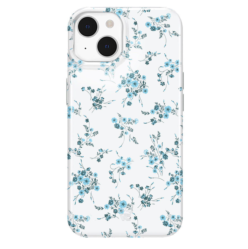 French Blue Floral iPhone Case - Elegant Flower Design Protective Cover for iPhone 13/14/15 Pro Max - Perfect for Everyday Use, Travel & Gift Giving