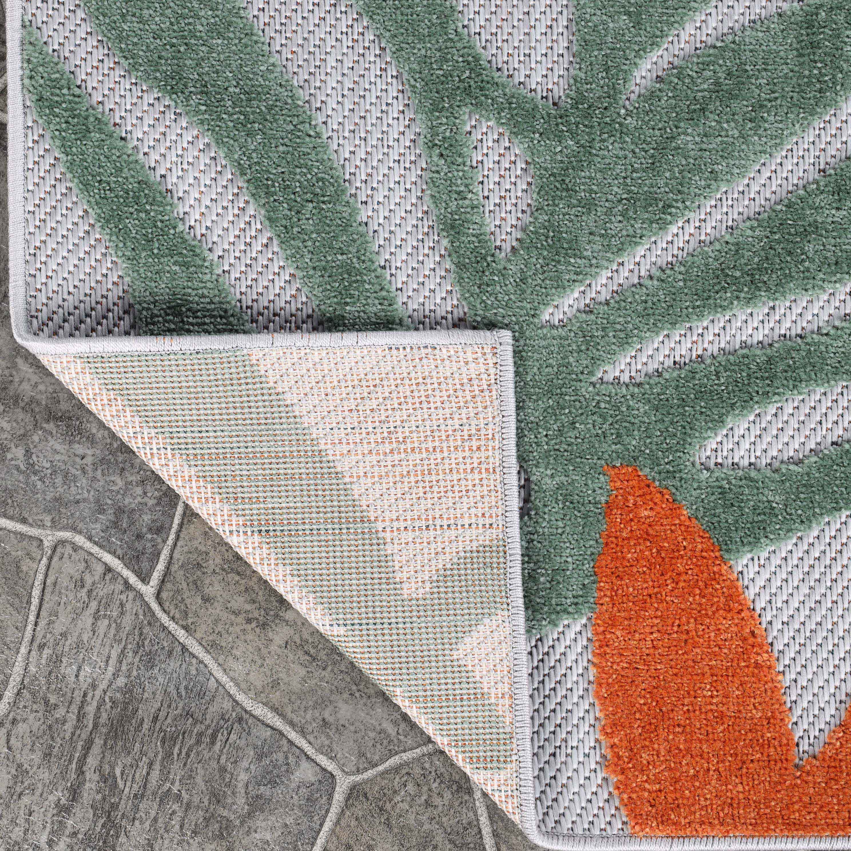 Waikiki Oversized Tropical Leaves Coastal Indoor Outdoor Area Rug - Perfect for Beach House, Boho Living Room, and Patio Decor
