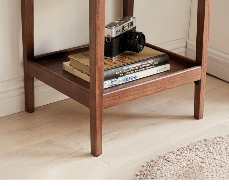 Solid Oak & Black Walnut Wood Side Cabinet - Rustic Nightstand, Entryway Storage, or Bathroom Organizer - Handcrafted Wooden Furniture for Home Decor