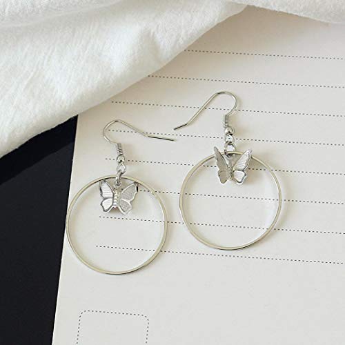 TseanYi Boho Butterfly Dangle Earrings - Silver Large Circle Drop Earrings for Women & Girls | Modern Everyday Jewelry | Perfect for Parties, Weddings & Casual Wear