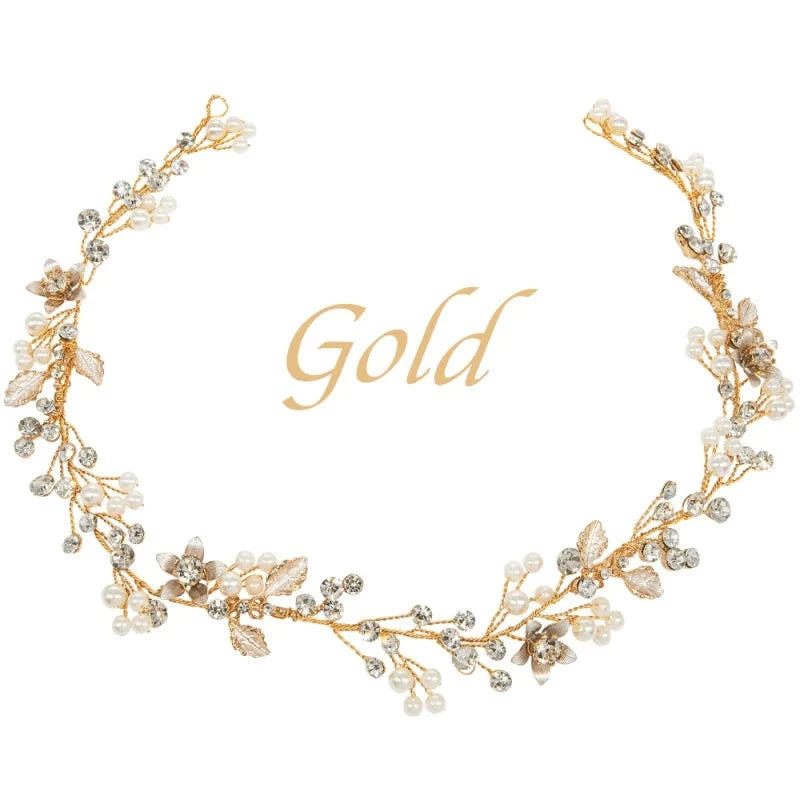 Elegant Gold Bridal Hair Vine with Swarovski Crystals & Freshwater Pearls - Wedding Headpiece A9018 | Perfect for Bridal Boudoir, Boho Wedding & Vintage Photo Shoots