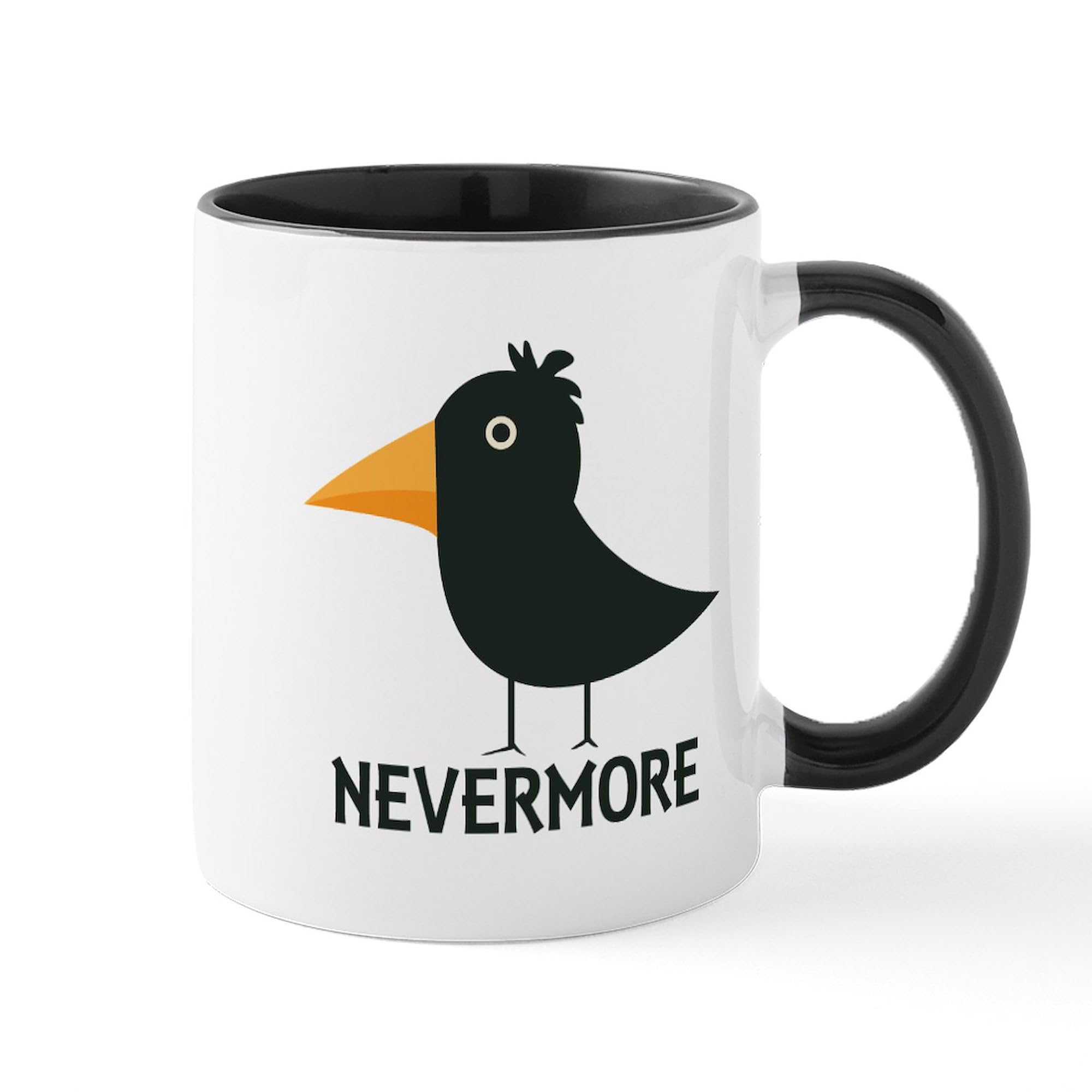 Nevermore Raven Mug - 11 oz (325 ml) Ceramic Coffee Cup with Edgar Allan Poe Design - Perfect for Tea, Hot Chocolate & Office Use