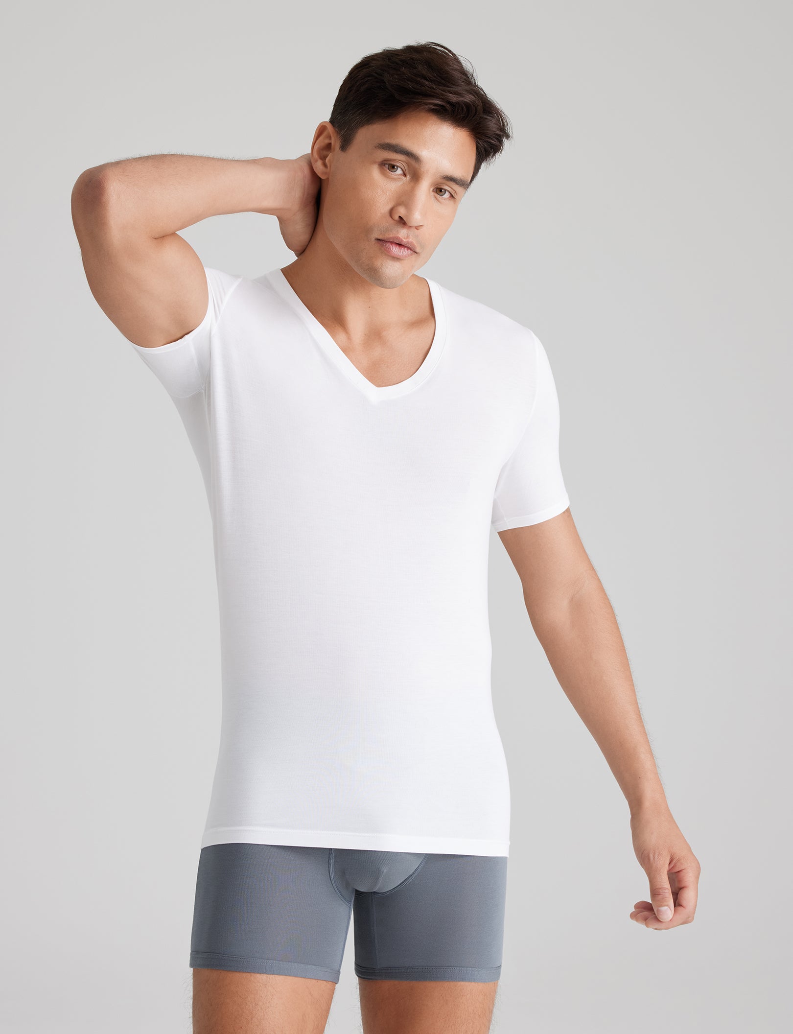 Second Skin Deep V Neck Stay Tucked Undershirt for Men - Seamless Comfort Fit Under Dress Shirts & Formal Wear