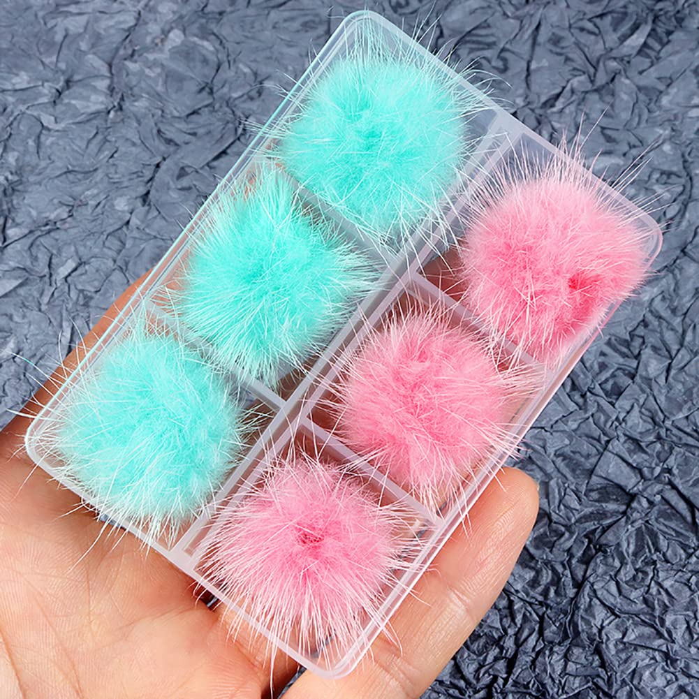 12 Pcs 3D Fluffy Nail Pom Balls - Magnetic Detachable Soft Plush Ball Charms for Nail Art DIY Manicure Decoration | Perfect for Salon, Home Use & Gift Giving
