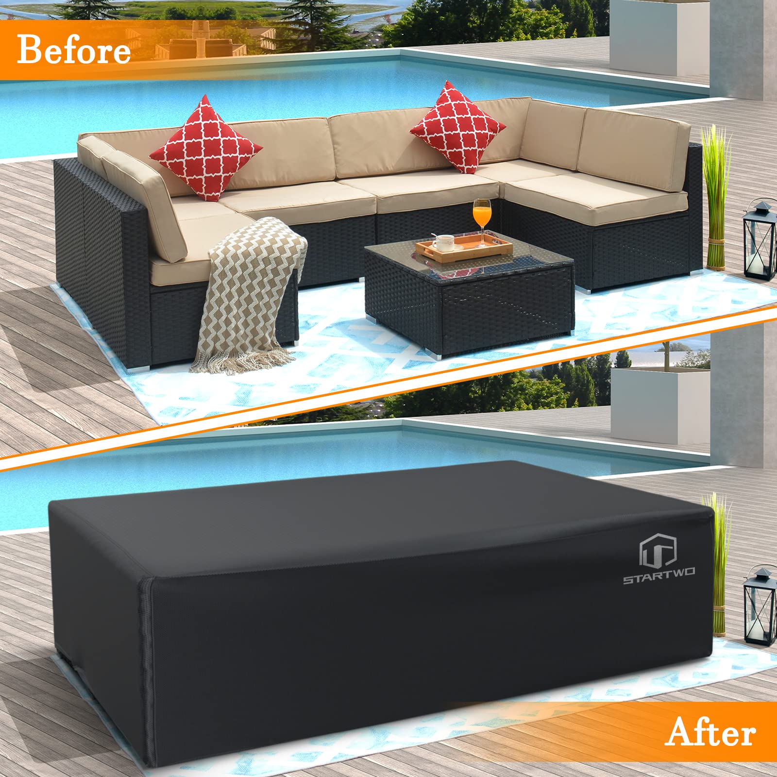 STARTWO Heavy Duty Waterproof Patio Furniture Cover for 7-12 Seats Outdoor Sectional Sofa Set - 98
