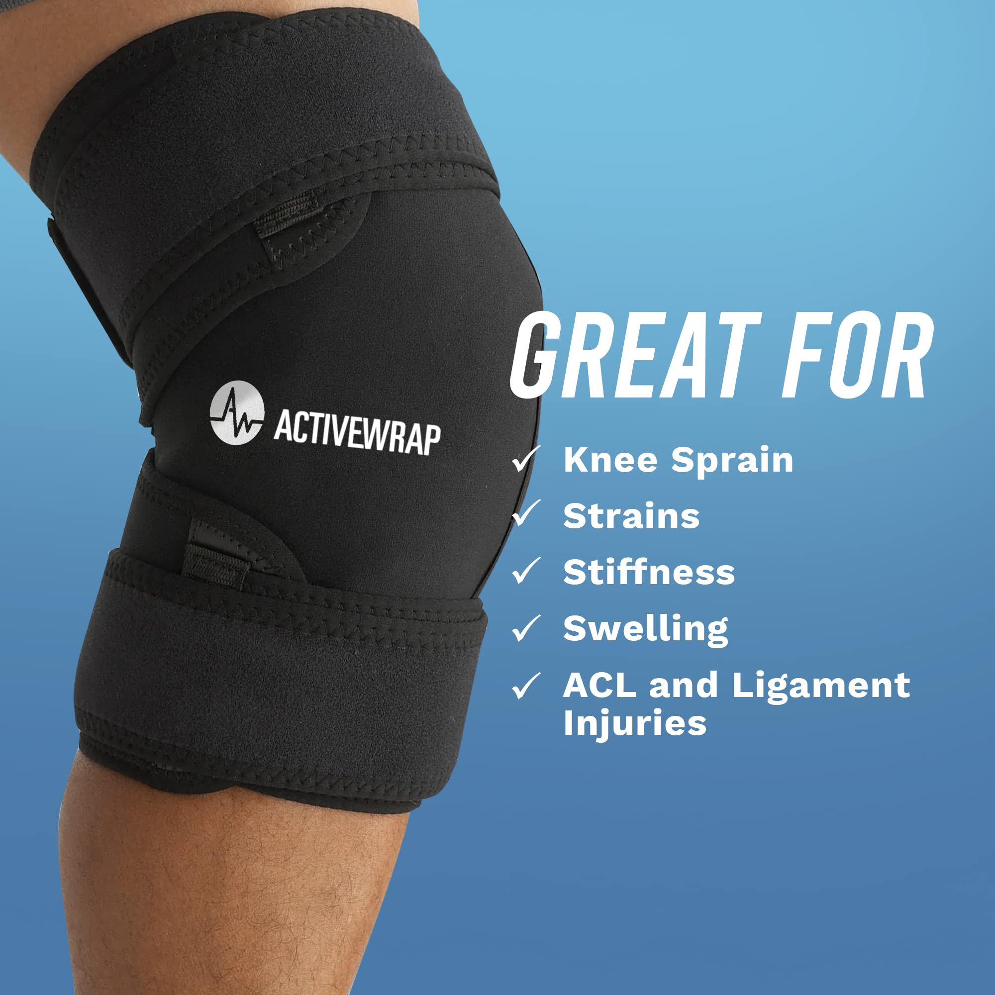 ActiveWrap Reusable Hot & Cold Therapy Hip and Knee Ice Pack Wrap - Small/Medium for Pain Relief, ACL Injuries, Post-Surgery Recovery - Perfect for Athletes, Arthritis Sufferers & Physical Therapy