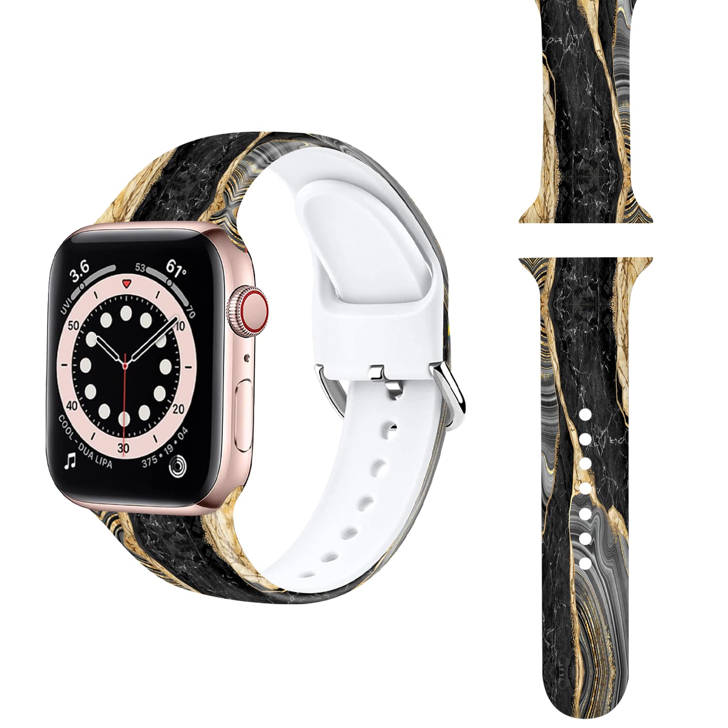 Soft Silicone Sport Band for Apple Watch Series 7/6/5/4/3/2/1/SE - Compatible with 38mm 40mm 41mm 42mm 44mm 45mm - Durable & Comfortable Strap for Women & Men - Perfect for Workouts, Running & Everyday Wear