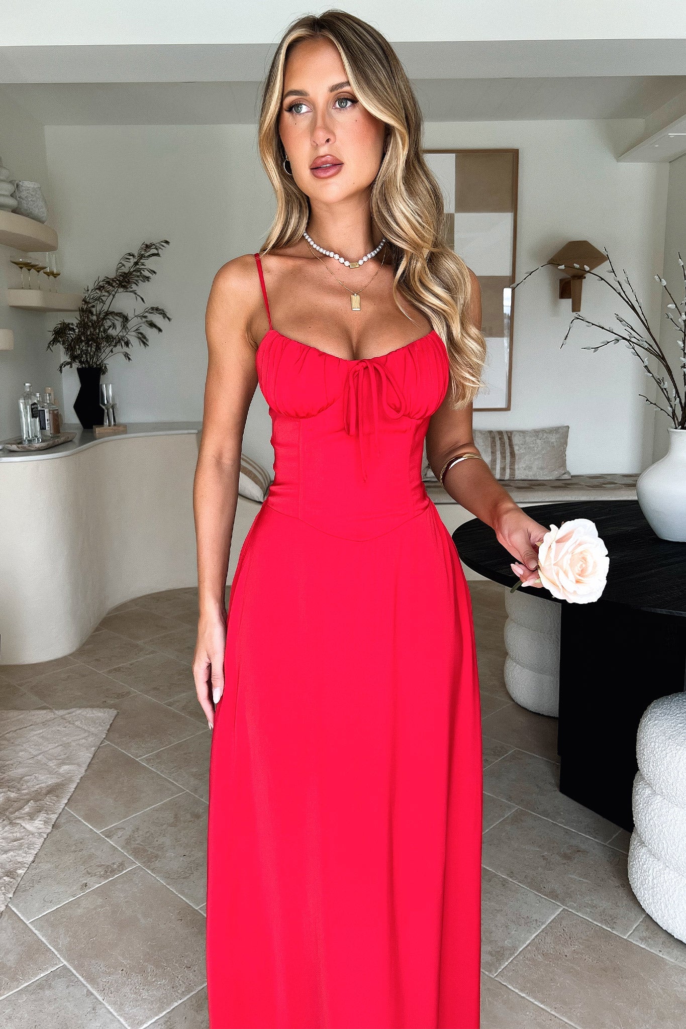 Magdalena Maxi Dress - Flowy Long Red Summer Dress for Women | Perfect for Beach, Vacation & Casual Outings