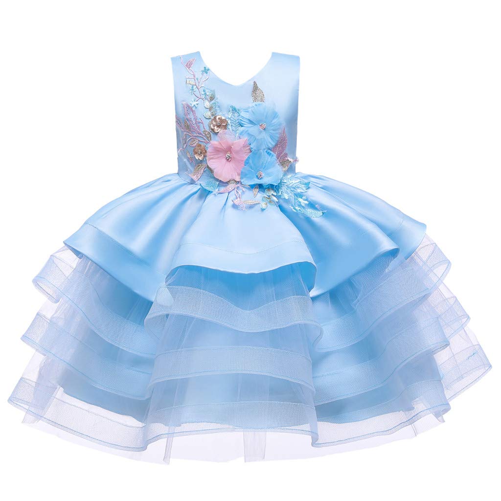Trendy Patchwork Floral Tulle Party Dress for Toddler Baby Girls | Princess Dress for Kids & Teens | Perfect for Birthday Parties, Pageants & Special Occasions