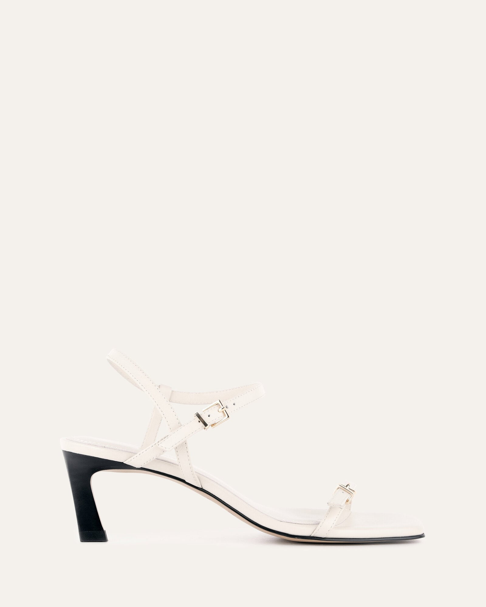 Gianni Women's Mid Heel Sandals - Off White Genuine Leather Comfortable Dress Shoes for Weddings, Parties & Summer Outfits