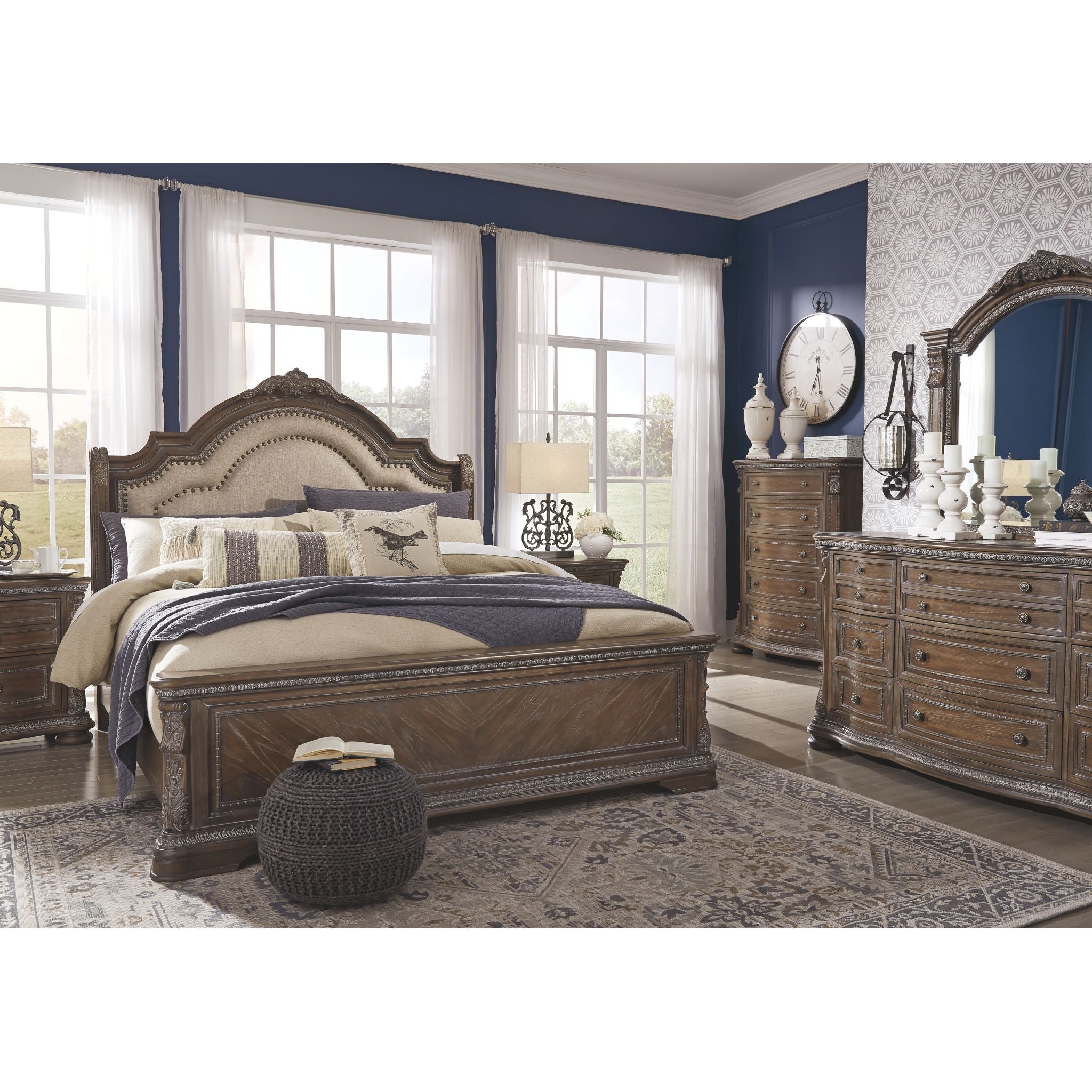 Charmond King Size Panel Bed Frame - Solid Wood Bedroom Furniture for Master Bedroom, Guest Room, or Dorm - Modern & Stylish Design with Sturdy Support