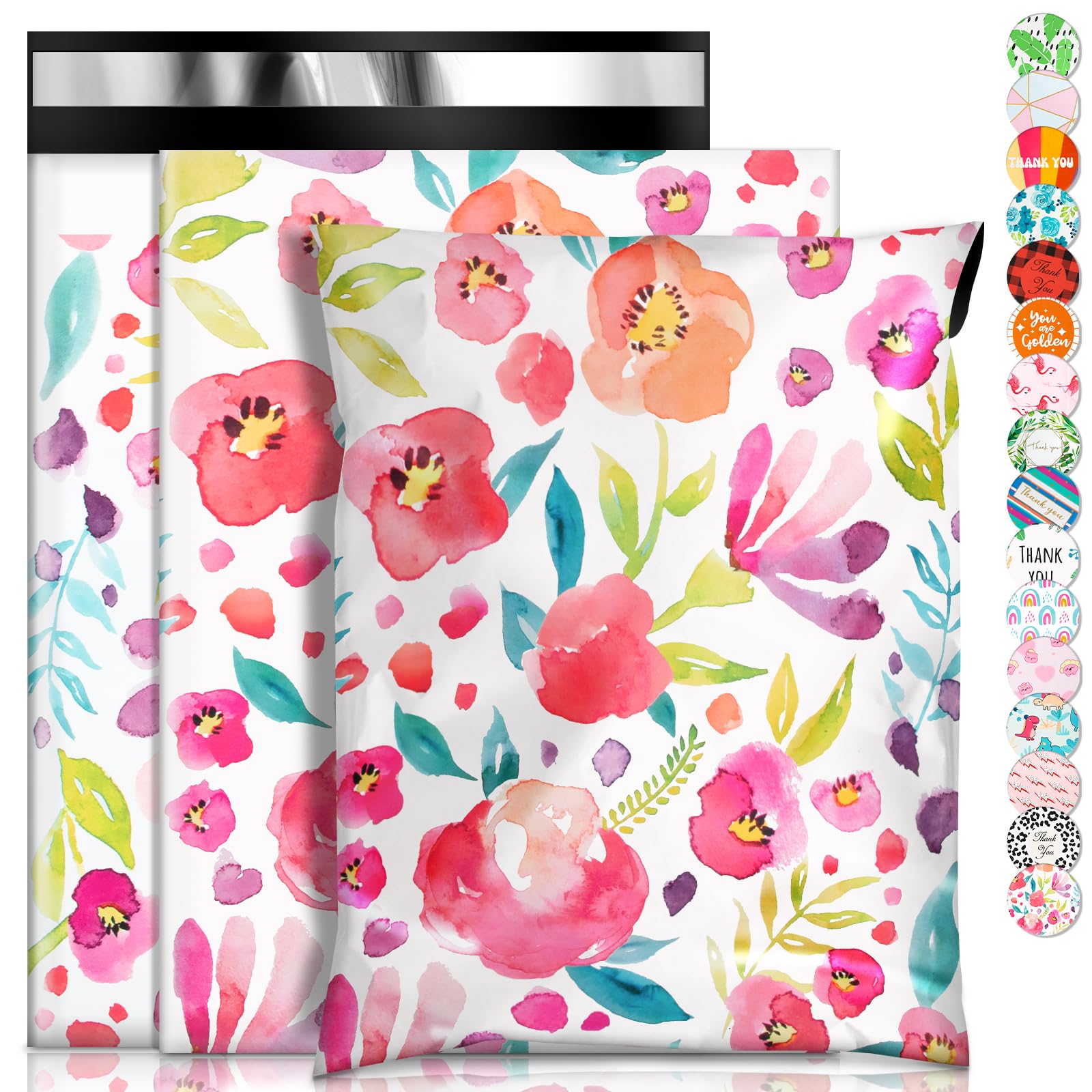 Oududianzi 6x9 Poly Mailers - 50 Pack Shipping Bags for Small Business, Clothes & Ecommerce | Waterproof Mailing Envelopes for Online Stores, Subscription Boxes & Retail Packaging - Floral Design
