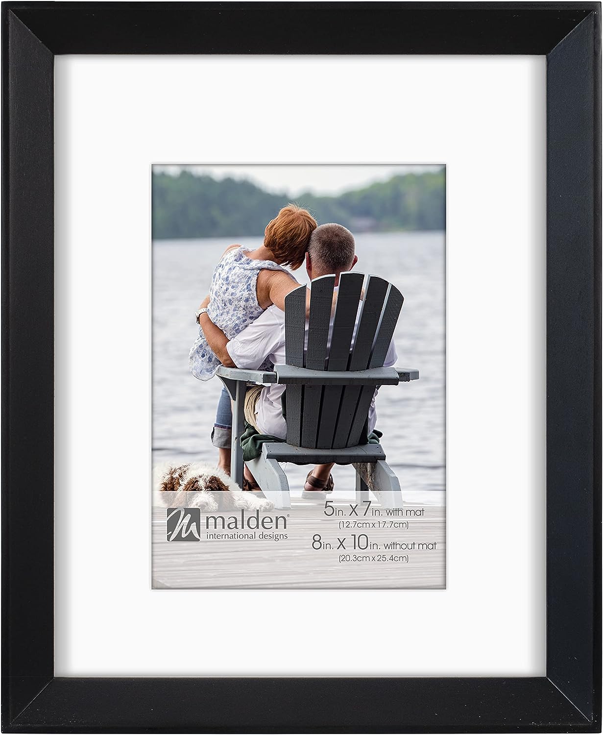 Malden 2407 5x7 & 8x10 Black Wedge Picture Frame - Perfect for Wall Decor, Home Office, and Gallery Displays