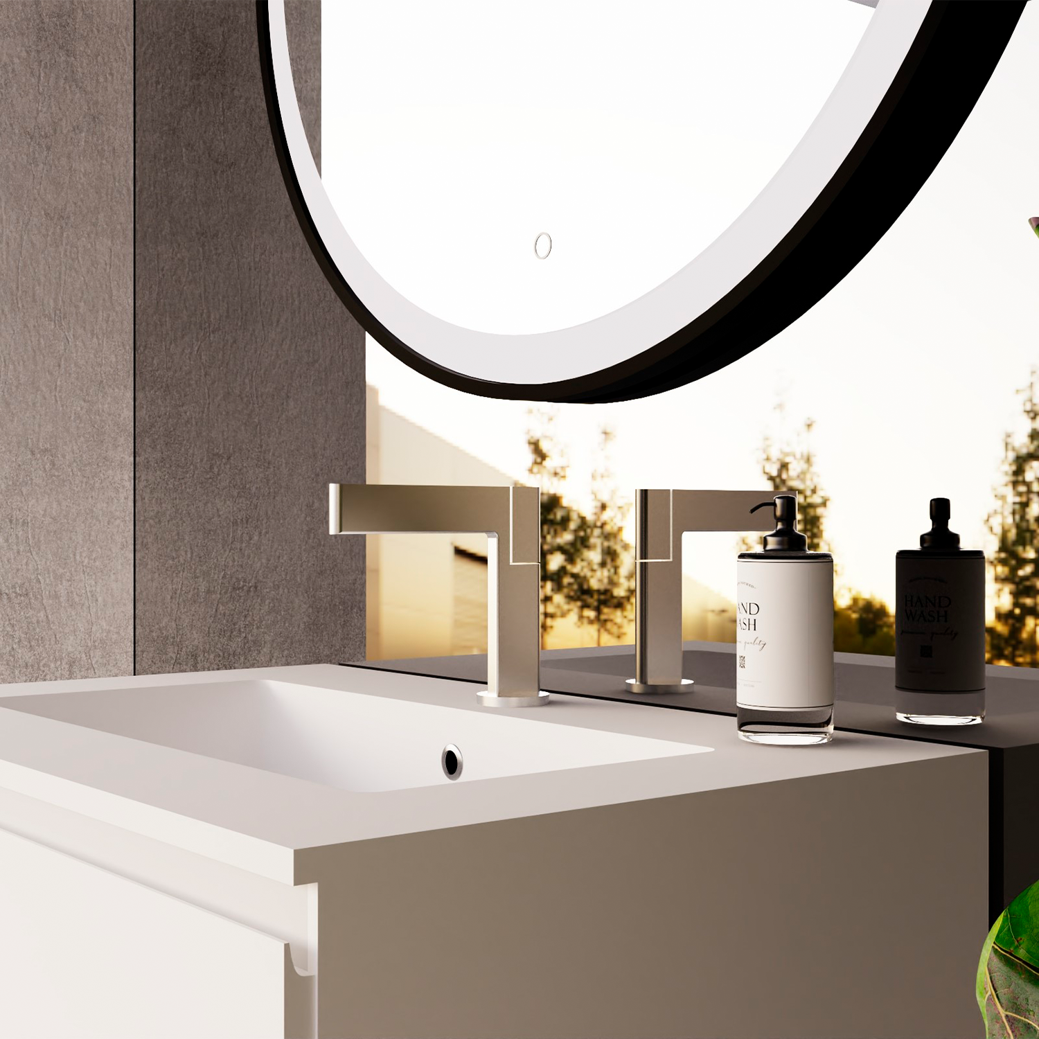 DAX Thin Single Handle Bathroom Faucet - Modern Waterfall Spout Bathroom Sink Faucet for Small Spaces, Perfect for Powder Rooms, Guest Baths & Vanities