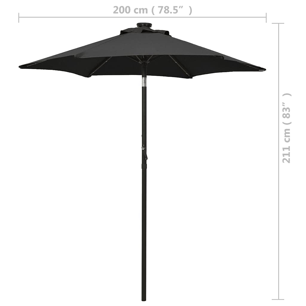 SKM 78.7x83.1 Inch Large LED Patio Umbrella with Aluminum Pole - Outdoor Garden, Poolside, Backyard Shade Solution for Summer