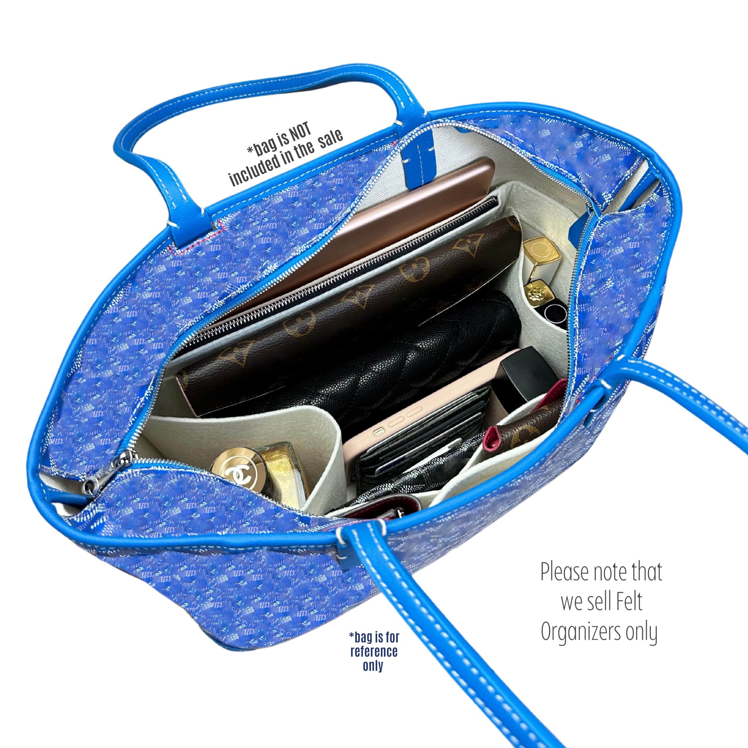 Premium Felt Purse Organizer Insert for Goyard Artois MM & PM Bags - Handmade 2mm Wool Lining with Silver Zipper | Perfect Fit Organizer for Travel, Work & Daily Use (Artois MM, Beige)