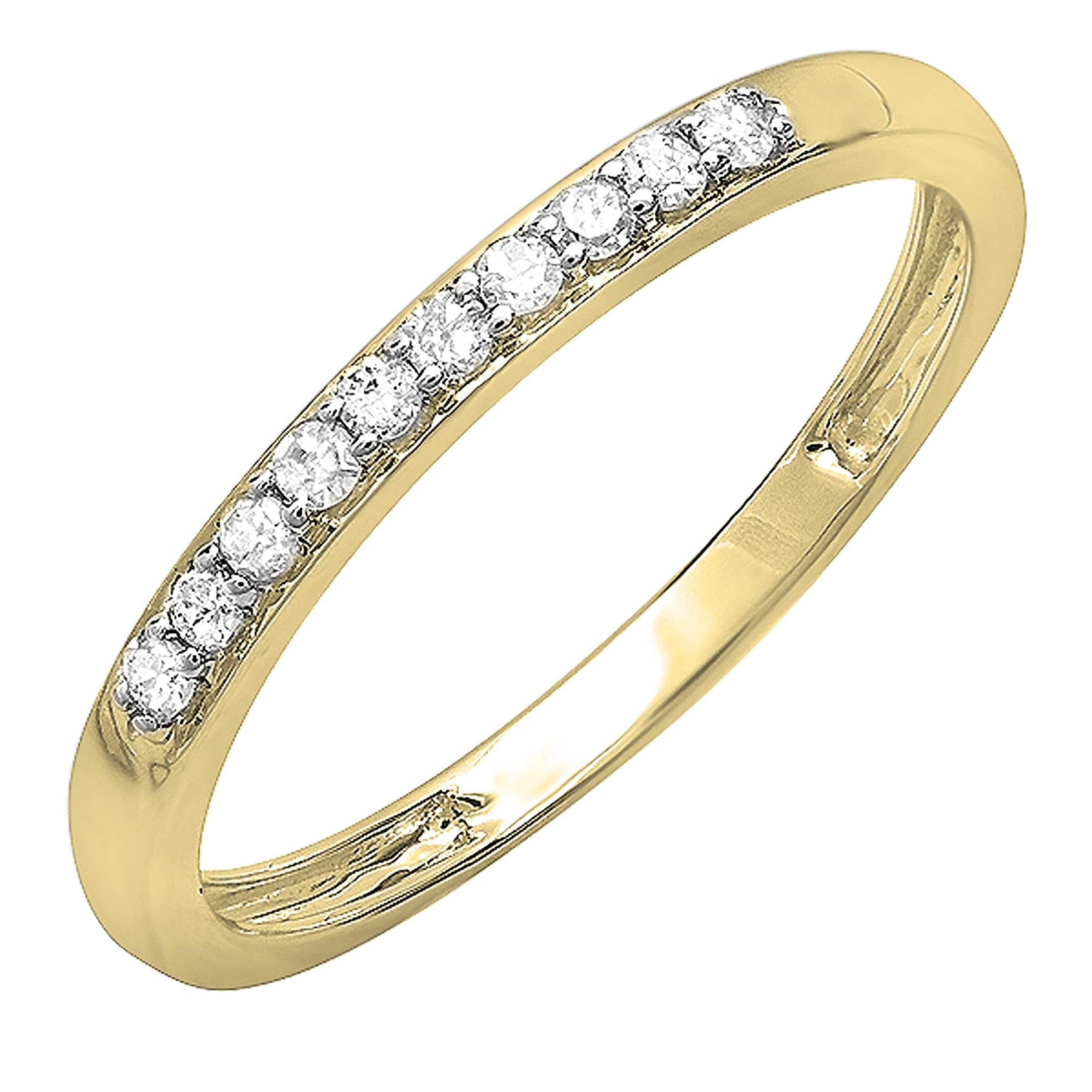 0.15 Cttw Round White Diamond Stackable Ring for Women - 14K Solid Gold Minimalist Wedding Band, Anniversary Gift, Everyday Jewelry