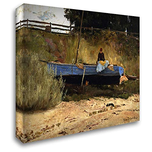 Tom Roberts Boat On Beach Queenscliff 24x20 Gallery Wrapped Canvas Art Print - Coastal Wall Decor for Living Room, Bedroom & Office