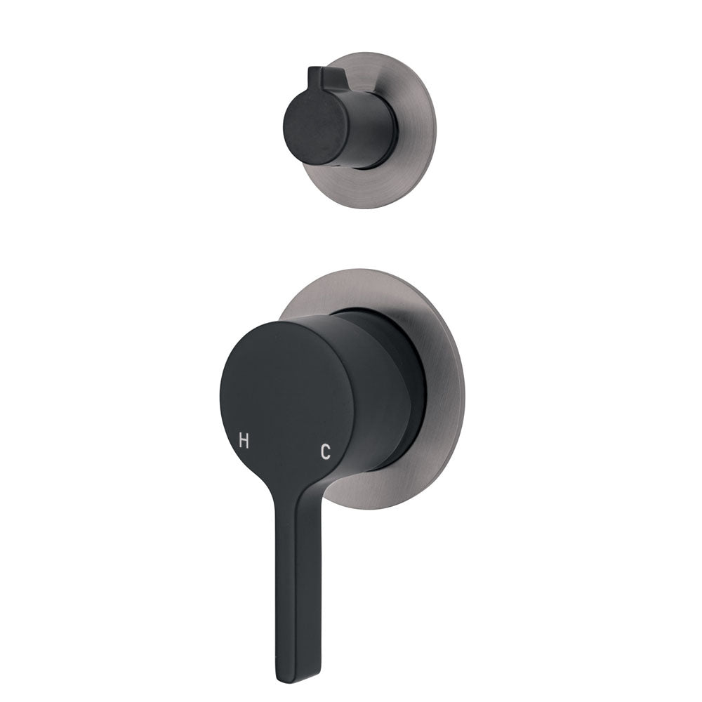 Fienza Sansa Small Round Wall-Mounted Bathroom Faucet - Matte Black Finish for Modern Sink and Vanity Decor