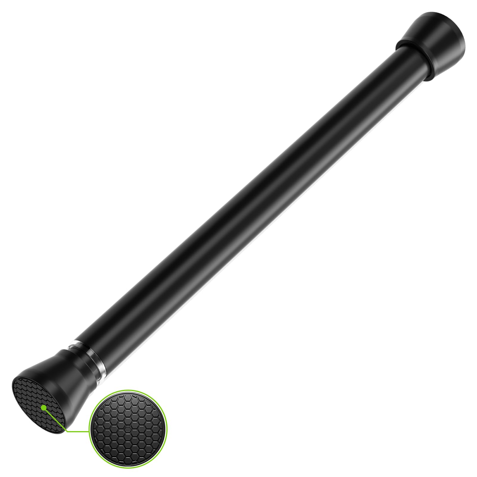 Black Tension Rods 18-28 Inch Adjustable No Drill Spring Curtain Rod - Expandable Pressure Shower Tension Rod for Closet, Kitchen, Bathroom & Window Decor - Perfect for Small Spaces & Temporary Room Dividers