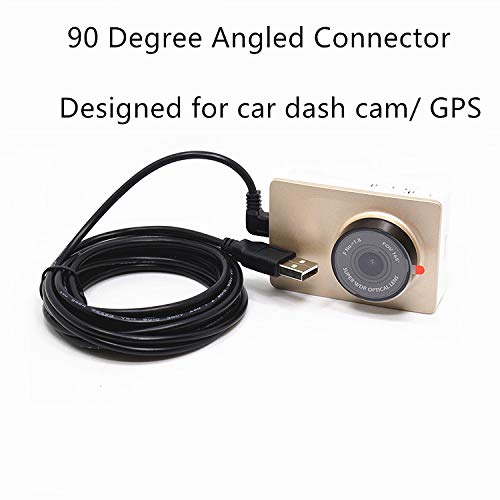 15FT Extra Long USB 2.0 A to Micro B Cable - 90 Degree Right Angle Charging Cord with 5pc Wire Clips - Compatible with Dash Cams, GPS Devices, DVRs, Digital Cameras & Security Cameras - Perfect for Car, Home & Office Use