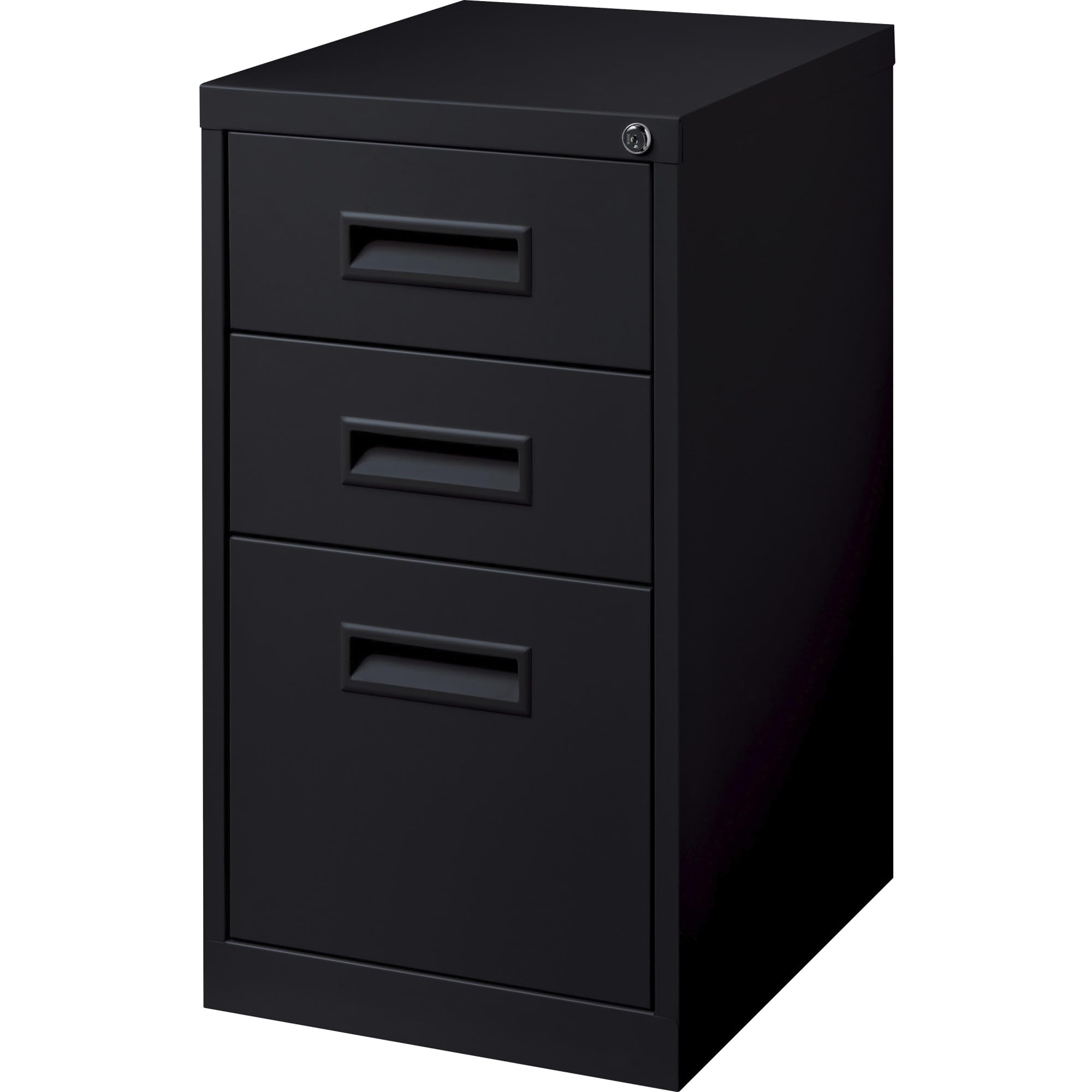 Lorell Black 1-Divider Mobile Pedestal File Cabinet - 15