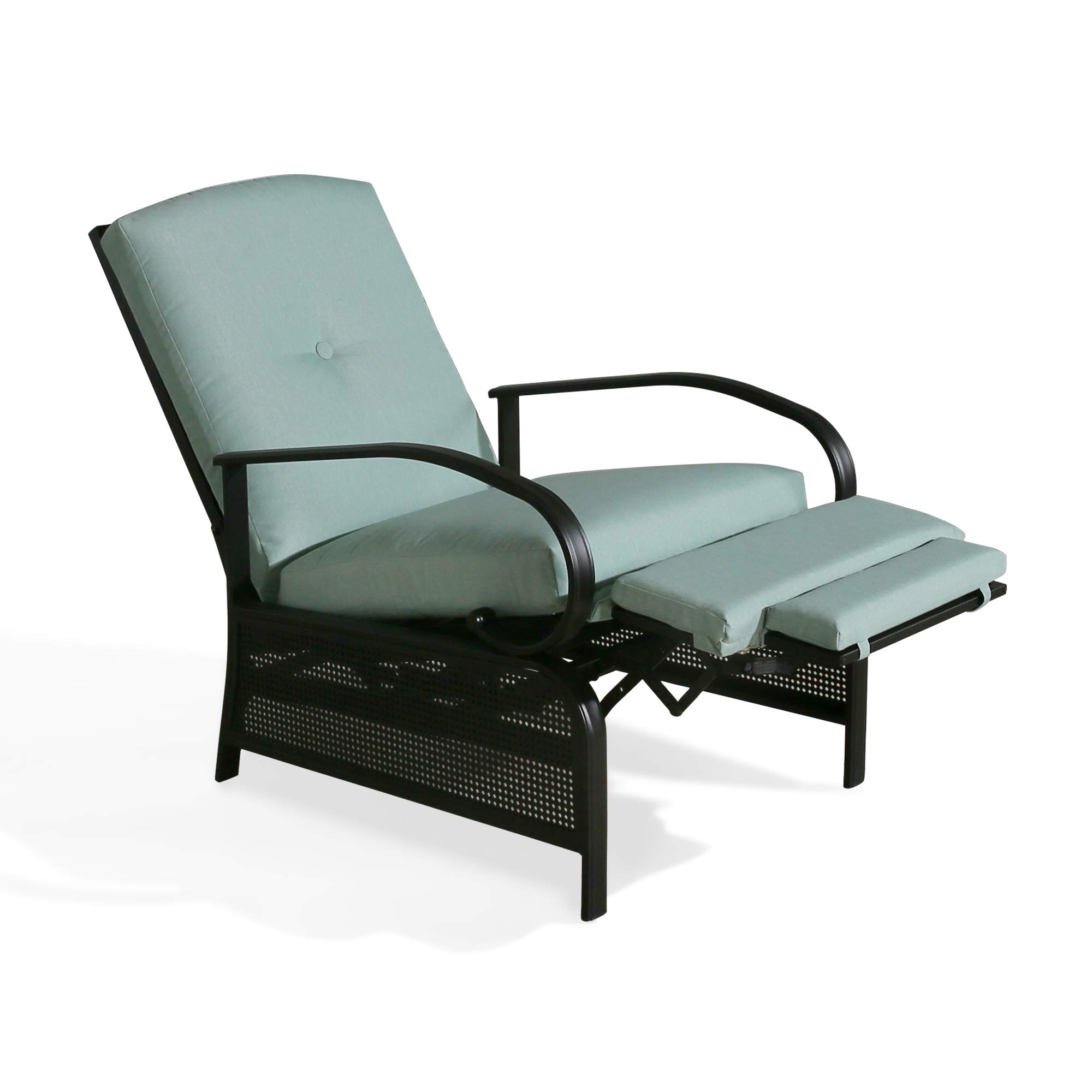 Adjustable Outdoor Reclining Lounge Chair - Patio Recliner with Sturdy Extendable Metal Frame & Removable Cushions - Perfect for Backyard, Poolside, Beach Relaxation & Sunbathing (Mist)