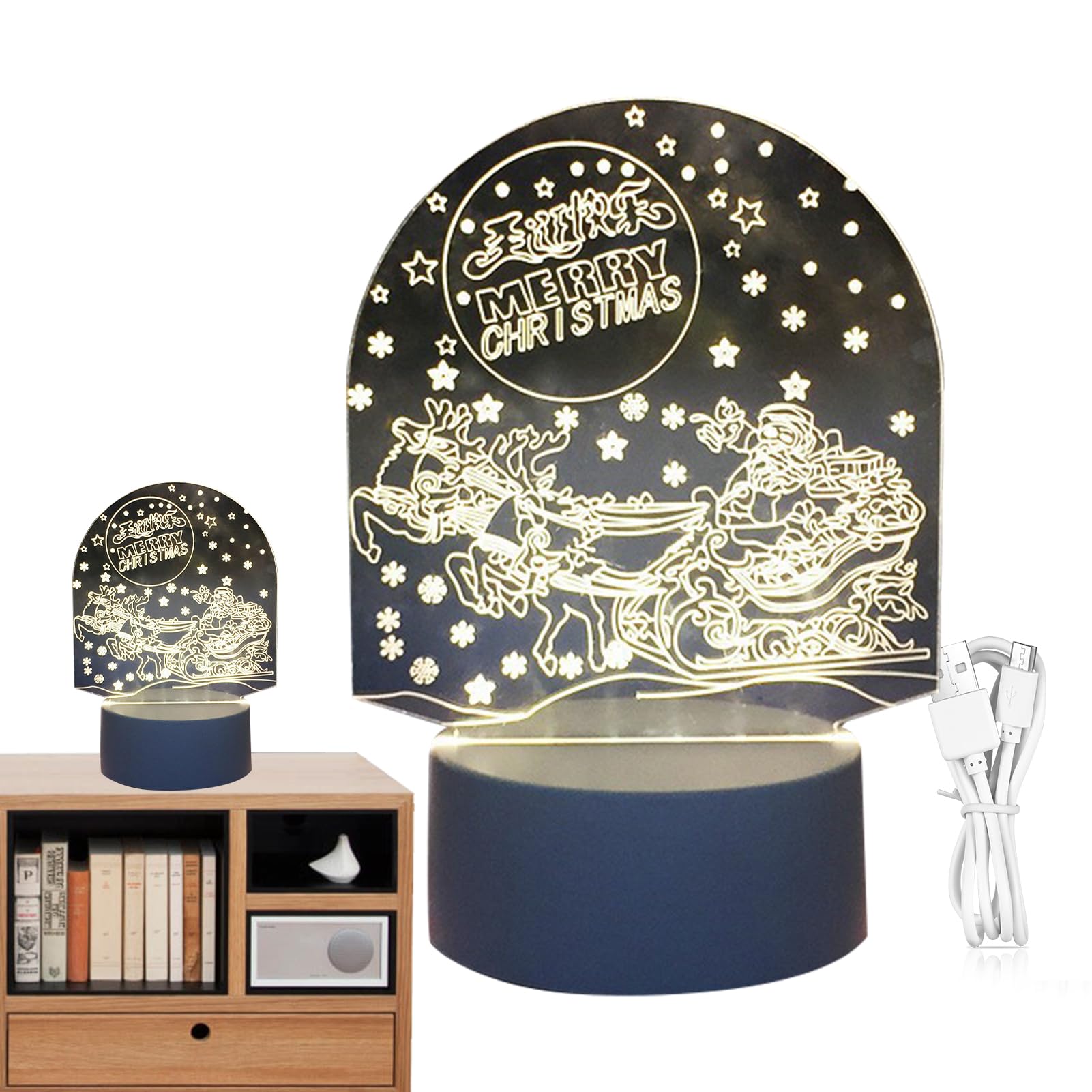 Acrylic Christmas Night Light - Decorative Bedside Lamp for Living Room, Bedroom & Kids Room | Festive Holiday Home Decor for Christmas & Winter Season