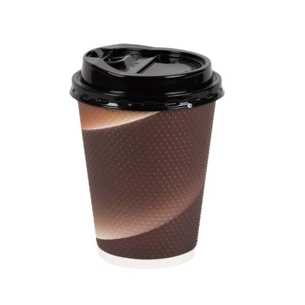 Eco-Friendly Insulated Textured Paper Coffee Cups with Lids - 12oz/16oz Hot & Cold Drink Containers for Office, Cafe, or Home Use