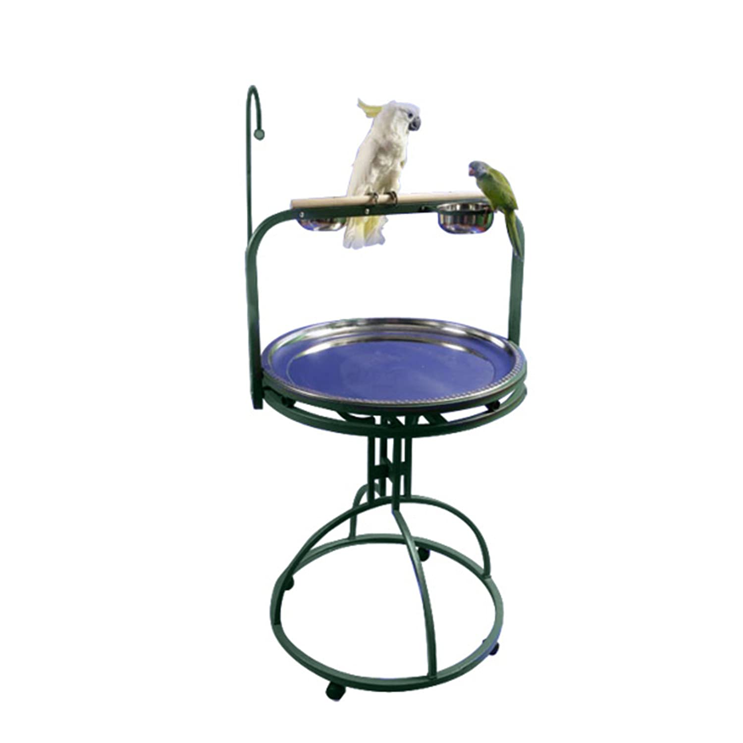 A&E Cage Company 001044 28-inch Black Bird Play Stand with Toy Hook - Perfect for Parrots, Cockatiels & Small Birds - Indoor Bird Gym & Activity Center for Playtime & Exercise