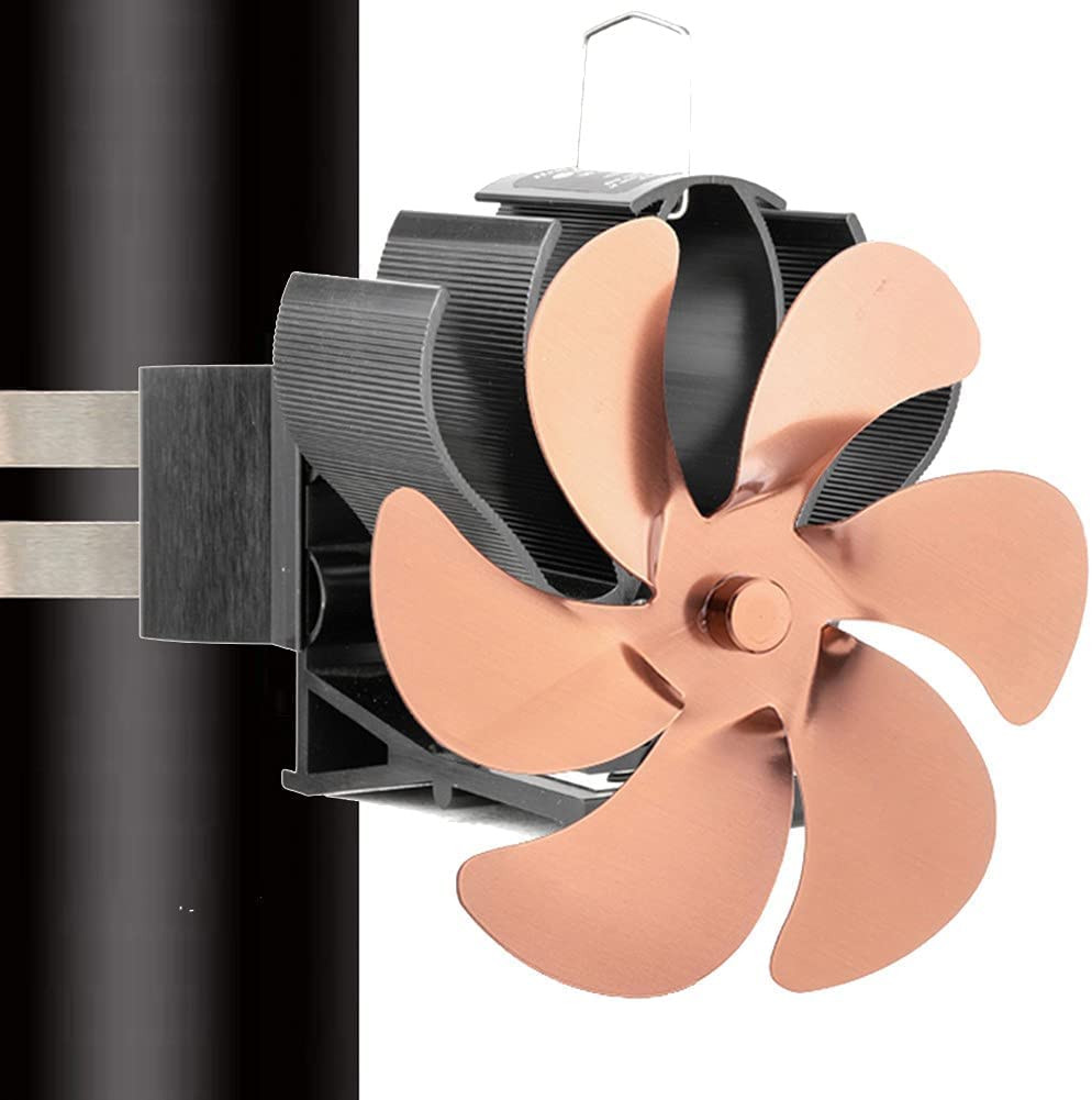 DUSIQ 6-Blade Fireplace Fan - Eco-Friendly Stove Fan for Wood, Gas & Pellet Burners - No Battery or Electricity Needed - Silent Operation - Bronze Finish - Perfect for Heating & Energy Efficiency in Homes, Cabins & RVs