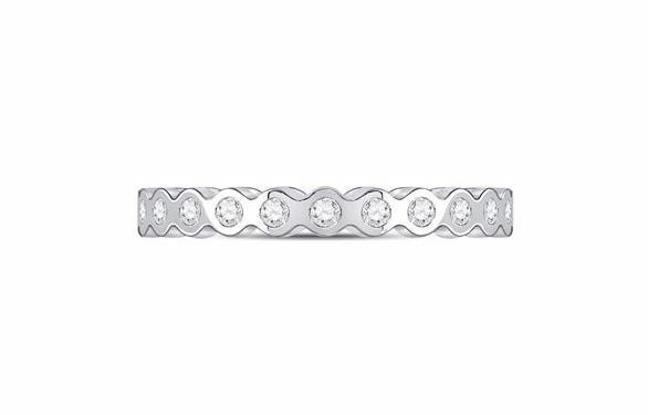 14K White Gold Diamond Women's Band Ring - 1/5 Cttw Round Edge Wedding Ring for Women, Perfect for Engagement, Anniversary & Everyday Wear