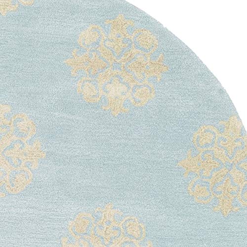 SAFAVIEH Soho Collection 6' Round Turquoise & Yellow Medallion Area Rug - Handmade Wool & Viscose Rug for Living Room, Bedroom, Dining Room Decor