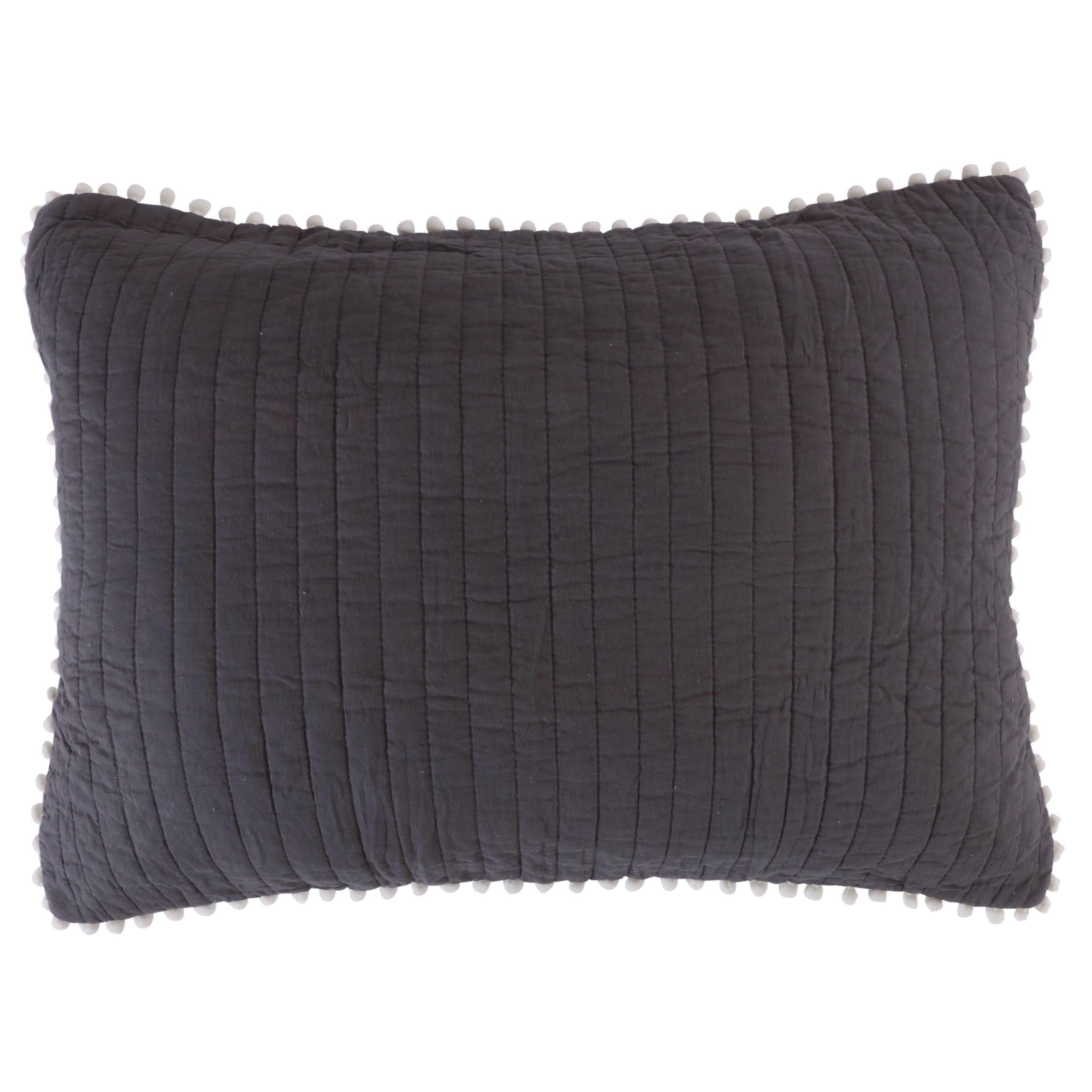 Pom Pom Slate Standard Sham Pillow Cover - Decorative Throw Pillow Case for Sofa, Bed, Couch - Soft & Stylish Home Decor Accessory