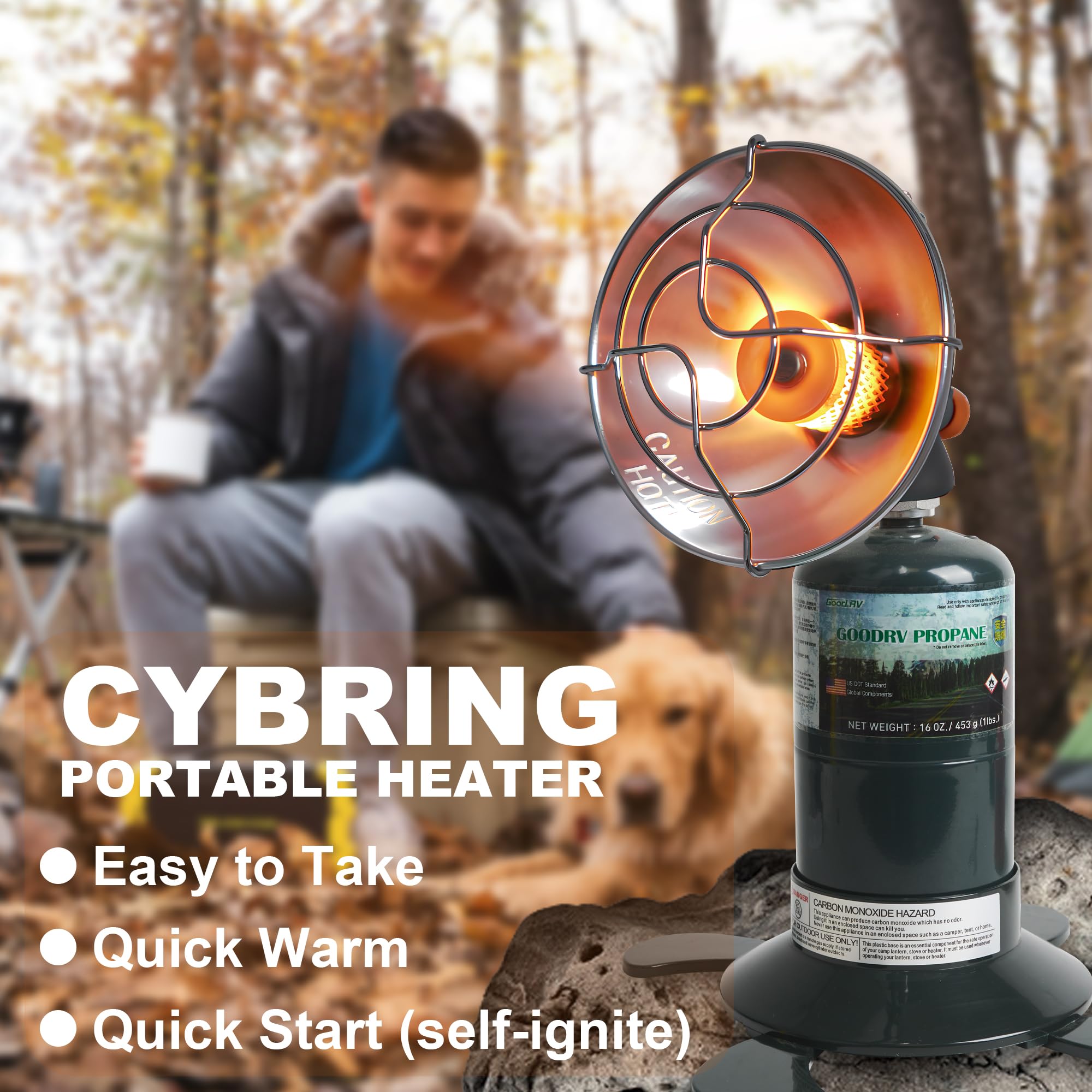 Portable Propane Heater - ISO-Butane Camping Heater for Outdoor Activities, Fishing, Hiking & Emergency Use - Fast Heating for Tents, Garages & Workspaces