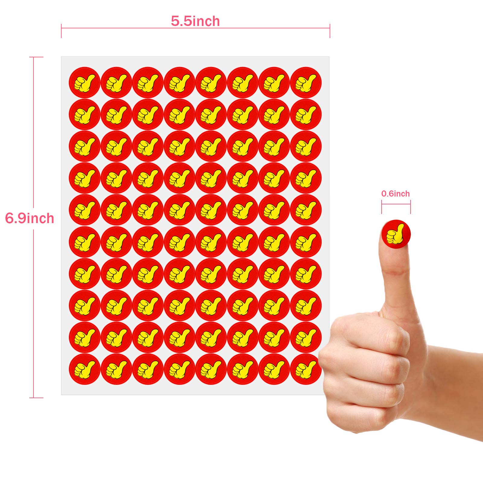 4000 Counts 50 Sheets Thumbs Up Foil Reward Stickers for Teachers - Motivational Classroom Incentive Stickers, Home & Office Decoration - Perfect for Student Awards, DIY Crafts, and Bulletin Boards