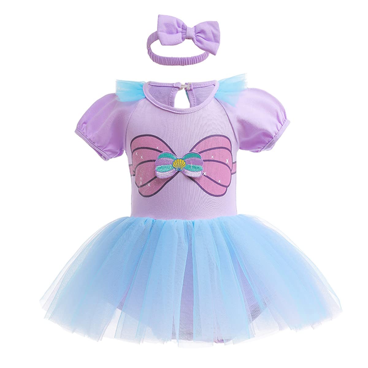 Baby Girls Halloween Costume Princess Birthday Romper Tutu Dress with Headband - Christmas Party Fancy Outfits for Toddler Dress Up & Holiday Celebrations