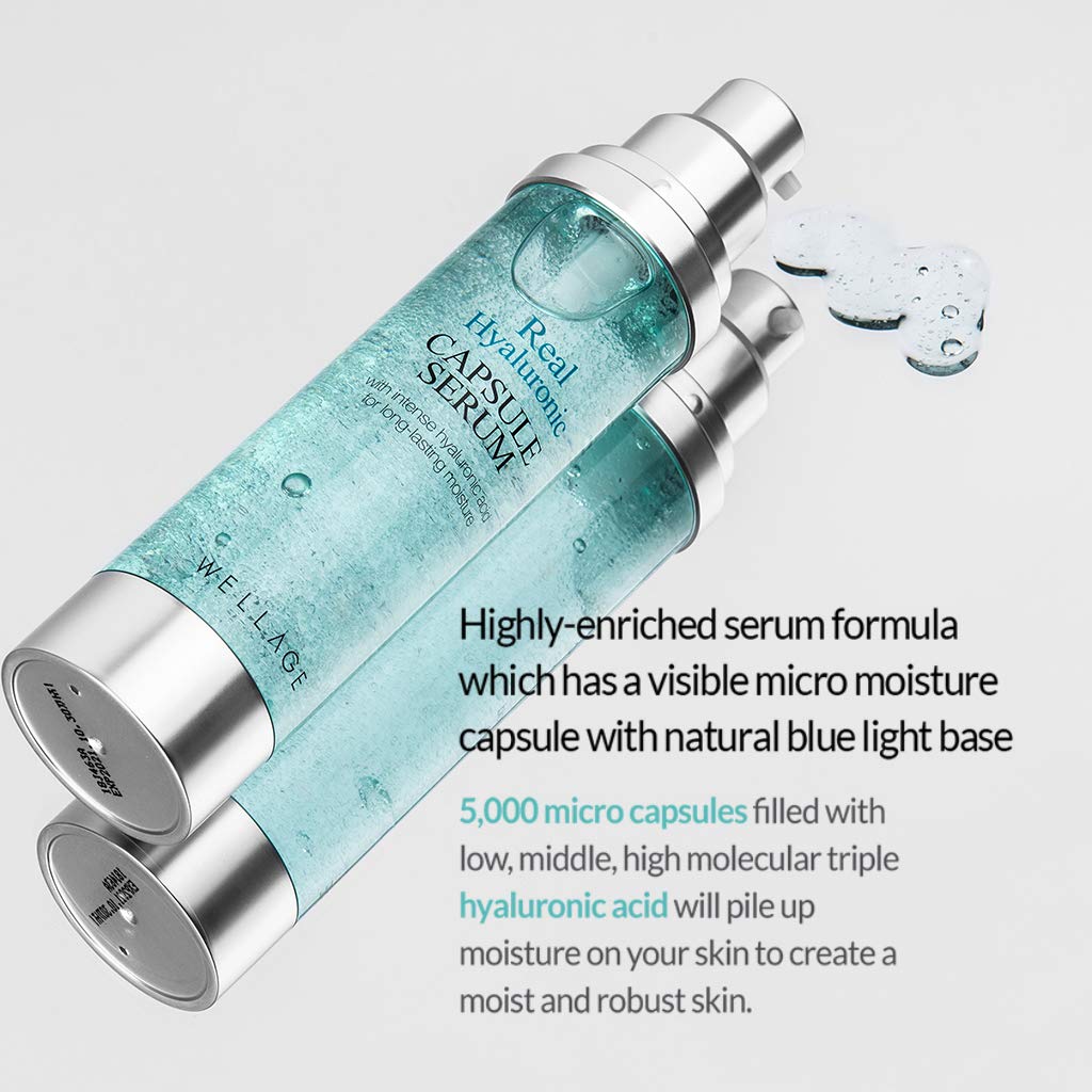 WELLAGE Hyaluronic Acid Capsule Serum 30ml (1.01 oz) - Intense Hydrating Face Serum with Milk Collagen & Ceramide for Wrinkles, Elasticity & Youthful Skin | Daily Moisturizer for Dry, Sensitive & Mature Skin | Perfect for Night Routine & Anti-Aging Skincare Regimen