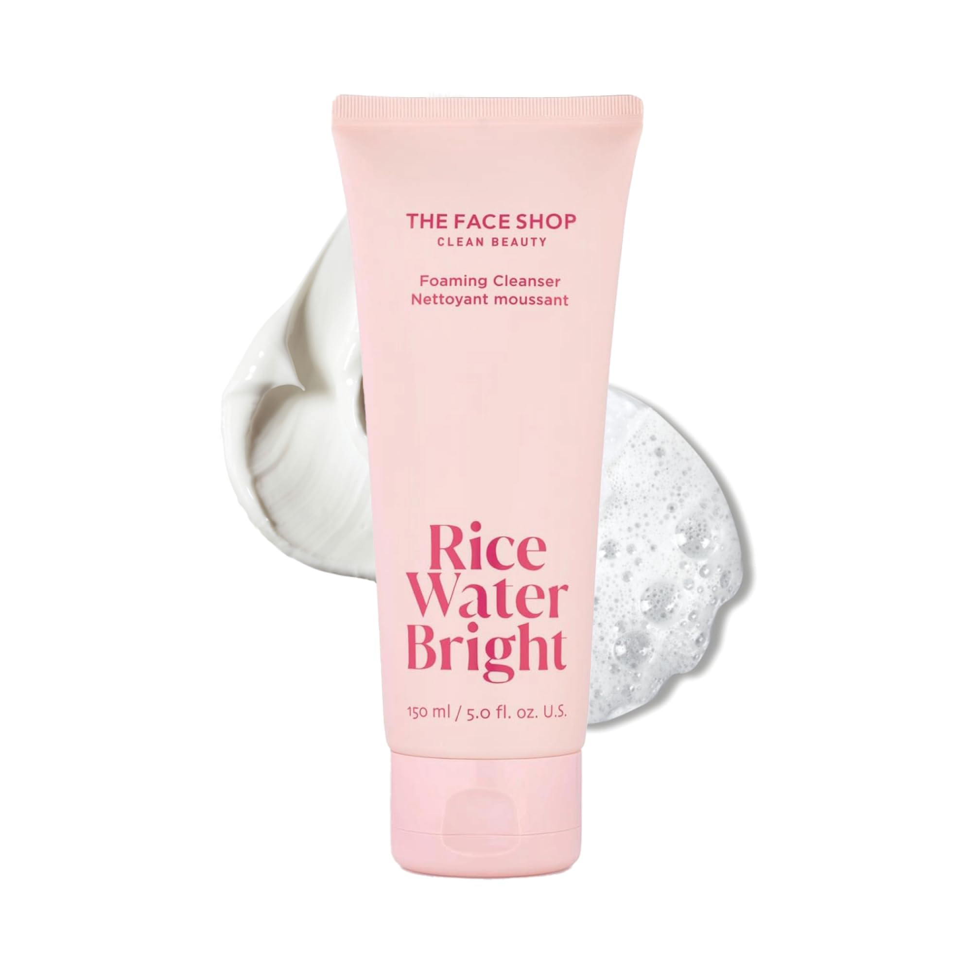 The Face Shop Rice Water Bright Foaming Facial Cleanser with Ceramide - Gentle Hydrating & Moisturizing Vegan Face Wash | Makeup Remover & Korean Skincare for All Skin Types (150ml) | Perfect for Daily Cleansing, Morning & Night Routine, and Travel-Friendly Skincare