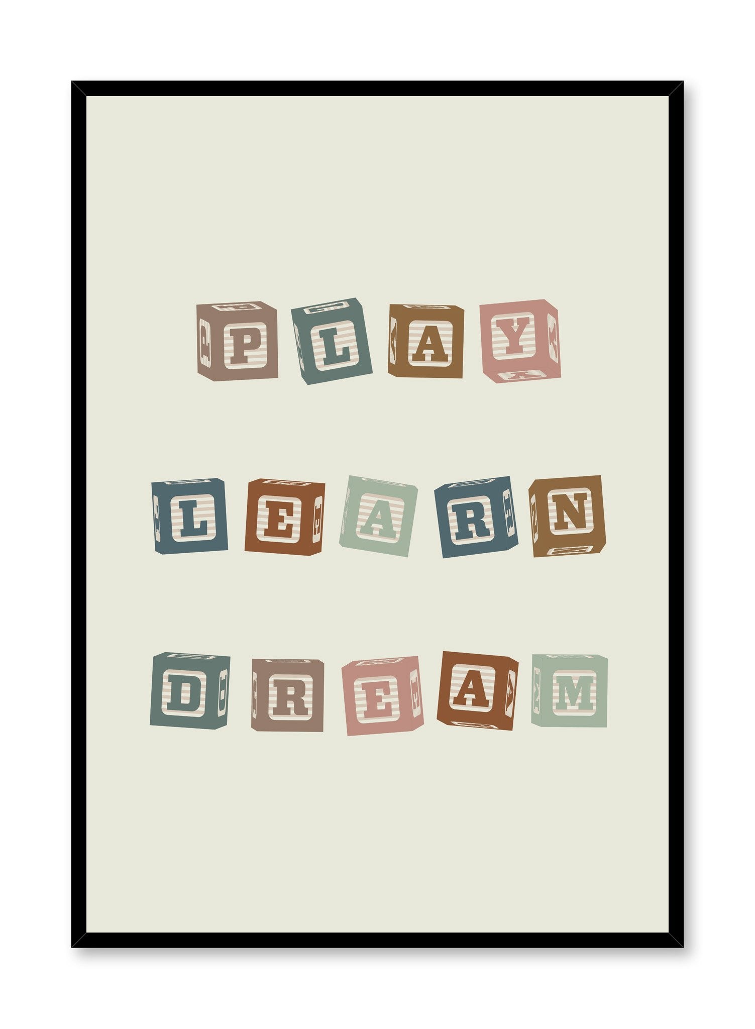 Educational Kids Poster - Play, Learn, Dream - Colorful Wall Art for Children's Room, Classroom & Playroom Decor