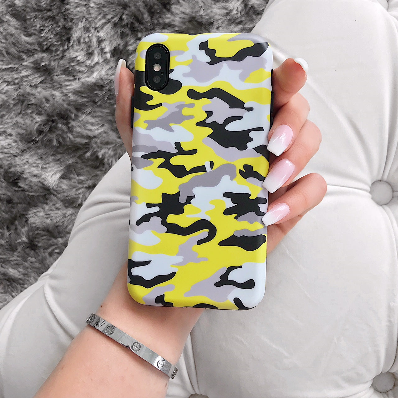 Yellow Camo iPhone Case - Durable Military Style Phone Cover for iPhone [Model] - Perfect for Outdoor Adventures, Hunting & Tactical Use