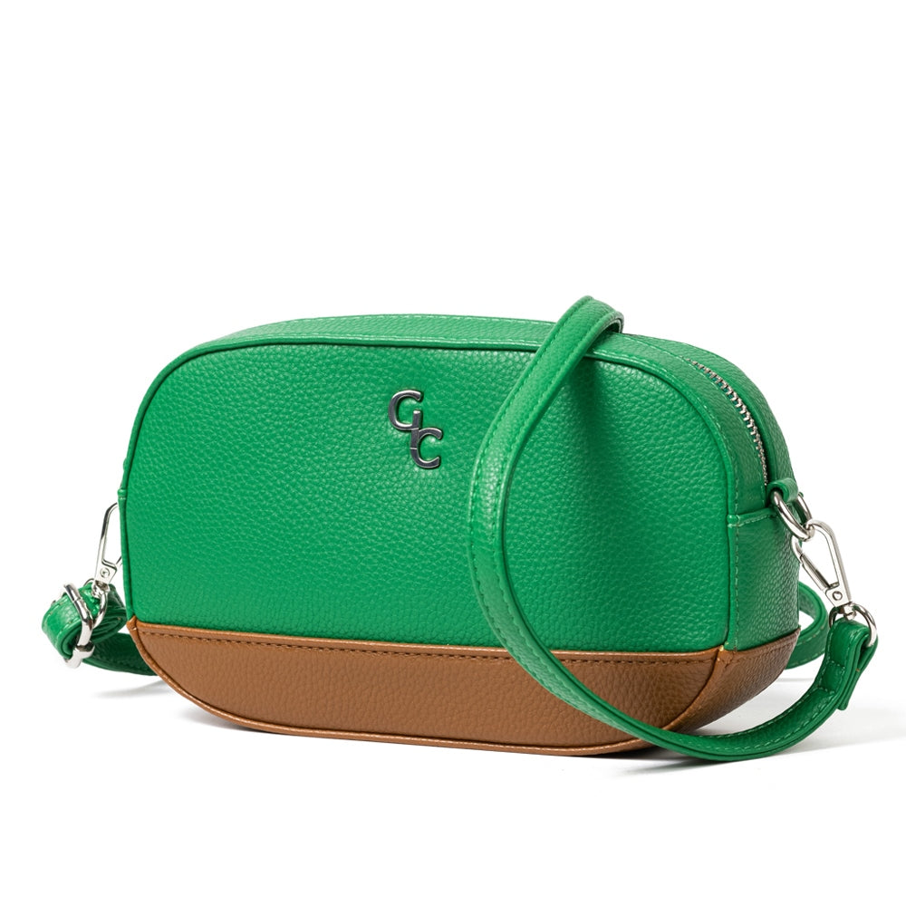 Stylish Galway Crystal Two-Tone Crossbody Bag for Women - Green & Tan - Perfect for Travel, Shopping, and Everyday Use