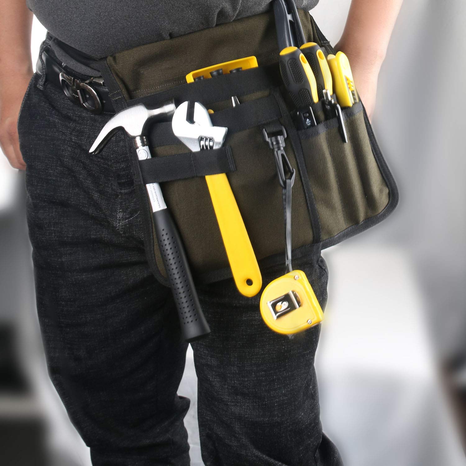 Professional Tool Belt Pouch for Electricians & Technicians - Heavy Duty Waist Tool Organizer with Multiple Pockets & Loops - Perfect for Construction, HVAC, Plumbing & Home Repairs