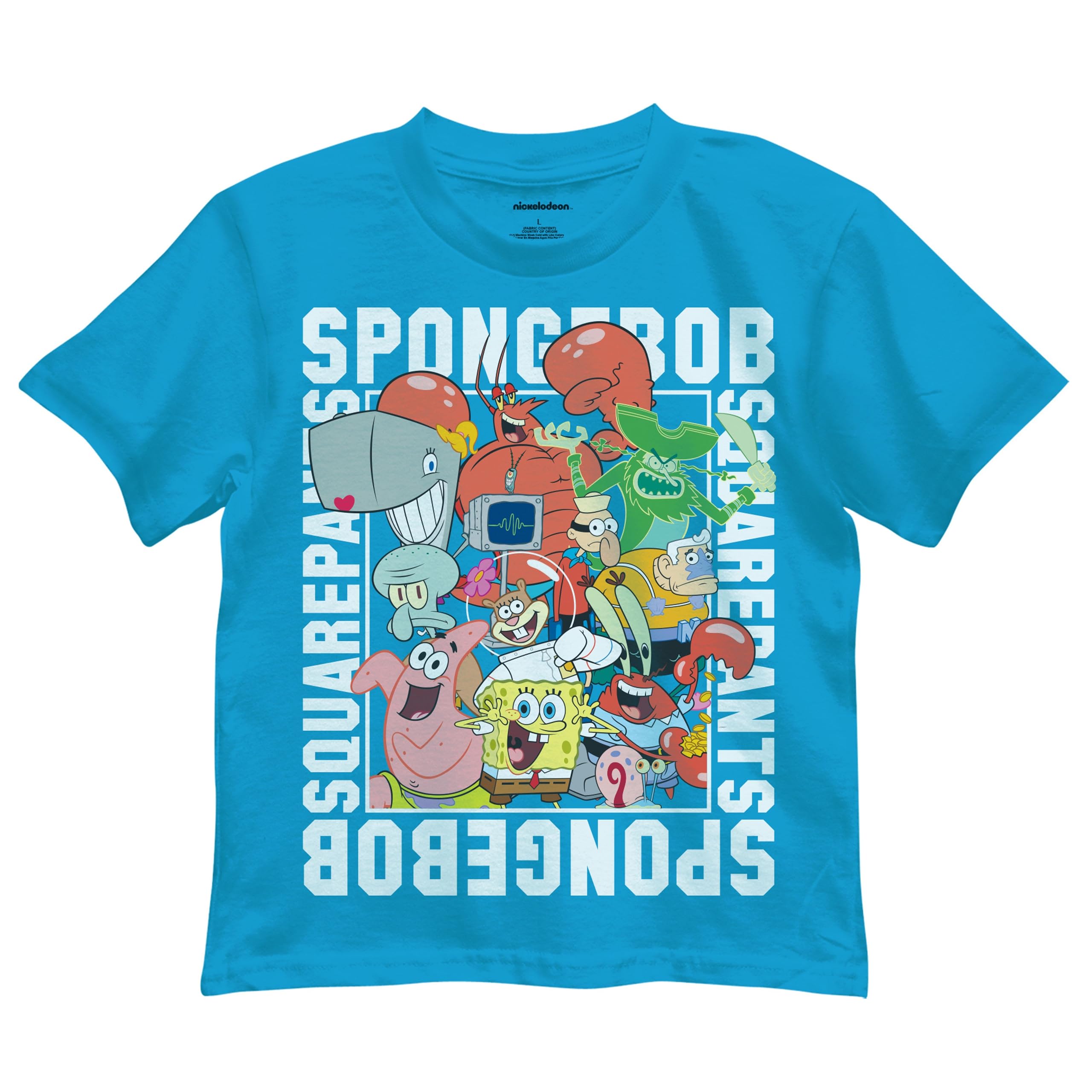 SpongeBob SquarePants Boys Cartoon Short Sleeve T-Shirt - Nickelodeon Kids Tee with Spongebob, Patrick, Squidward & Mr Krabs - Sizes 4-20 for Boys - Perfect for Birthday Gifts, School Wear & Casual Outfits