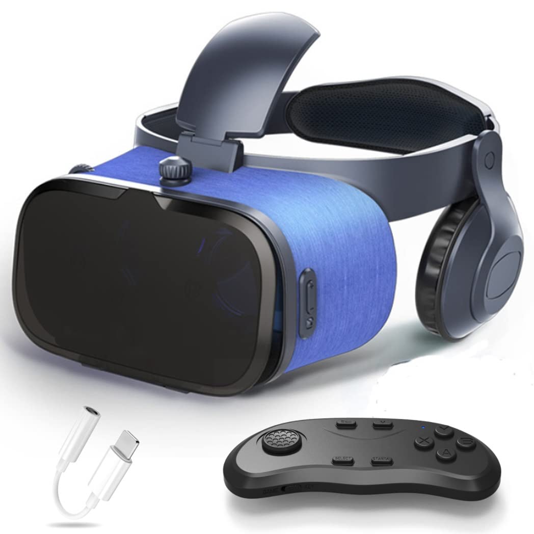 3D VR Headset with Bluetooth Controller - Compatible with iPhone 13 Pro Max/13 Pro/13/12/11, Samsung Galaxy S21, Huawei & Xiaomi Series - Immersive Virtual Reality Experience for Gaming, Movies & 360° Videos (Color: Black, OS: iOS/Android)
