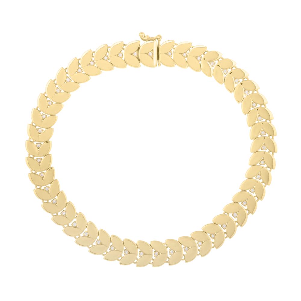 14K Gold Diamond Laurel Leaf Bracelet for Women - Elegant Leaf Design Dainty Chain Bracelet - Perfect for Weddings, Anniversaries & Everyday Wear