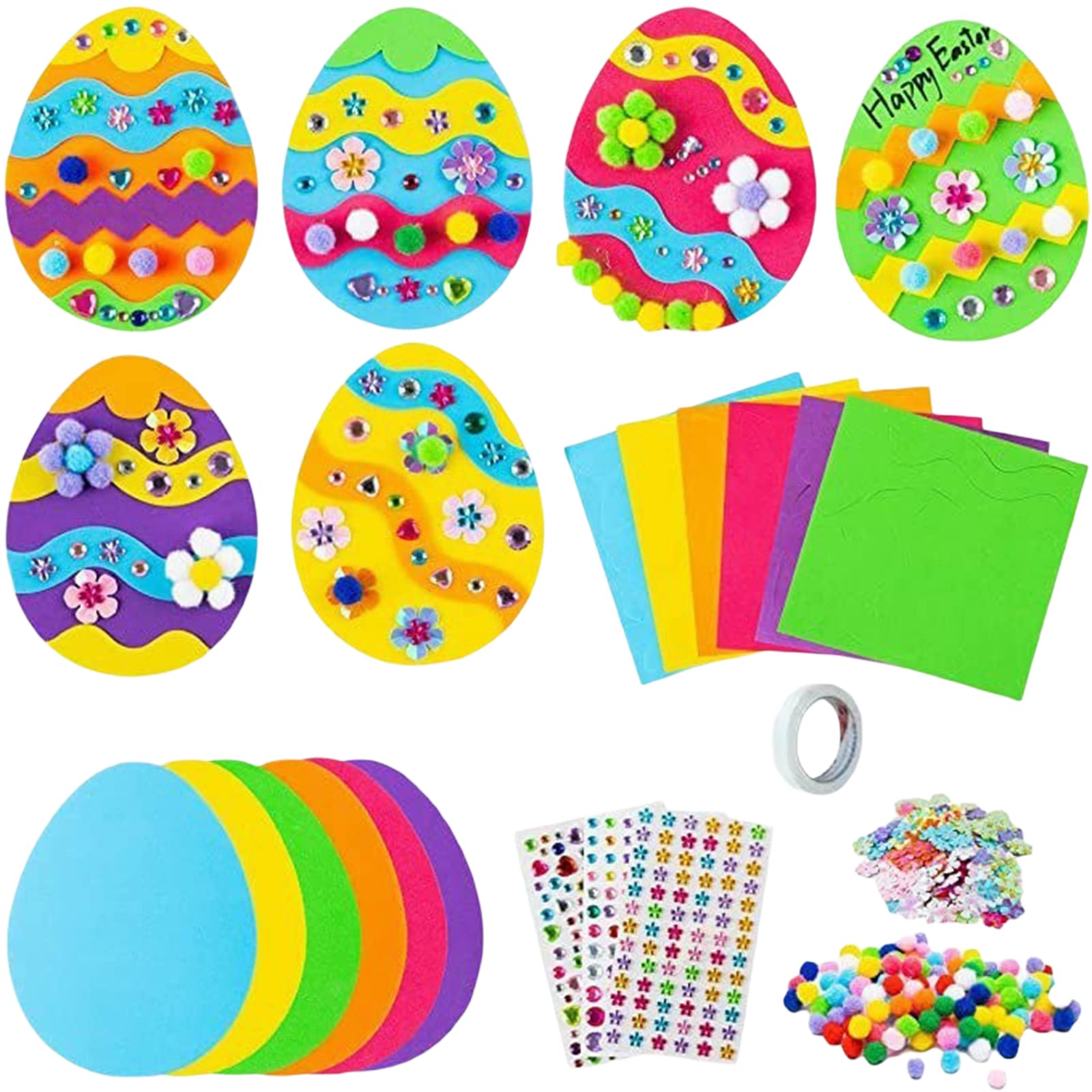 Easter DIY Foam Stickers Craft Kit for Kids - 120pcs Easter Basket Stuffers, Party Favors, Home Decor (11x8.7x1.2cm) - Perfect for Easter Egg Hunts, Classroom Activities & Holiday Crafts