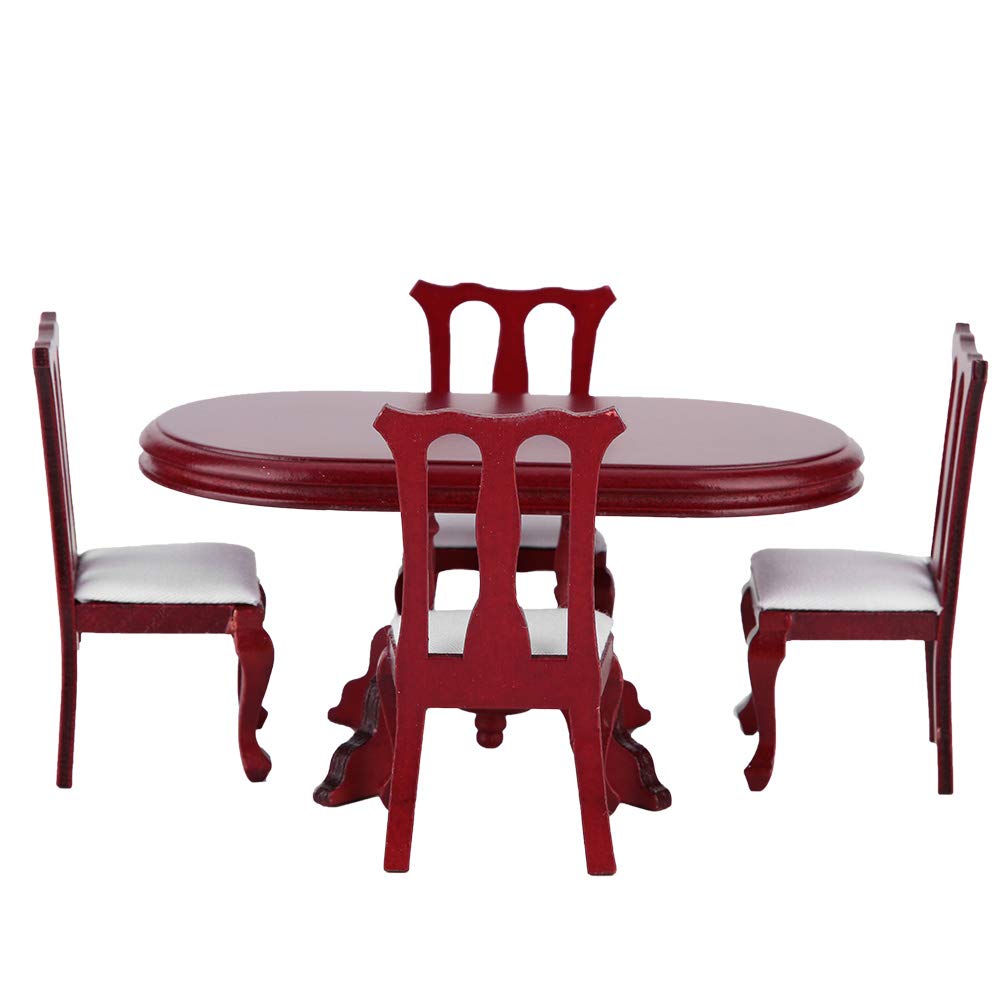 1:12 Miniature Dollhouse Table & Chair Set - Doll House Kitchen Furniture Accessories for Kids & Collectors | Perfect for Dollhouse Decor, Playroom Setup & Miniature Scenes